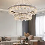 Серия светодиодных люстр с декором из хрустальных пластин с морозным узором на кольцевом корпусе RITZY R1 D50 от ImperiumLoft