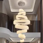 Каскадная люстра из светодиодных колец разного диаметра с декором из хрустальных бусин MELCHIOR TOP