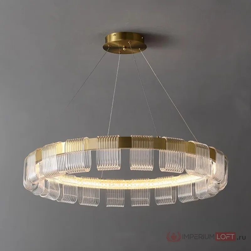 Светодиодная люстра с прозрачными рельефными декоративными элементами на кольцевом каркасе ORVILLE D80 от ImperiumLoft