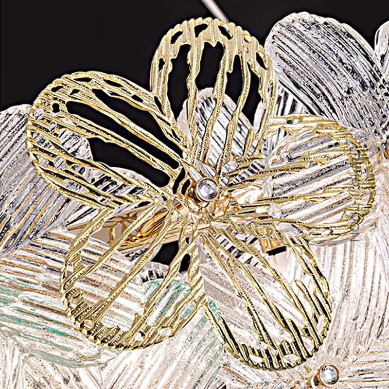 Подвесная люстра с цветочным декором из металла и прозрачного и окрашенного стекла на кольцевом каркасе TOTTI B D85 Transparent от ImperiumLoft Подвесная люстра с цветочным декором из металла и прозрачного и окрашенного стекла на кольцевом каркасе TOTTI B D85 Transparent от ImperiumLoft