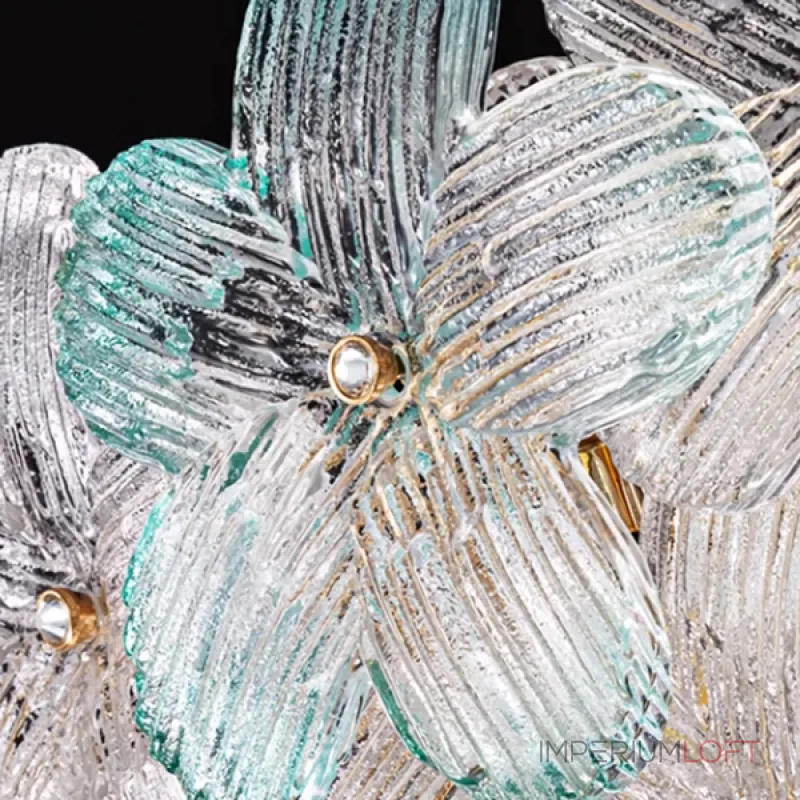 Светодиодная люстра с цветочным декором из прозрачного и окрашенного стекла на кольцевом каркасе TOTTI D85 Green от ImperiumLoft Светодиодная люстра с цветочным декором из прозрачного и окрашенного стекла на кольцевом каркасе TOTTI D85 Green от ImperiumLoft