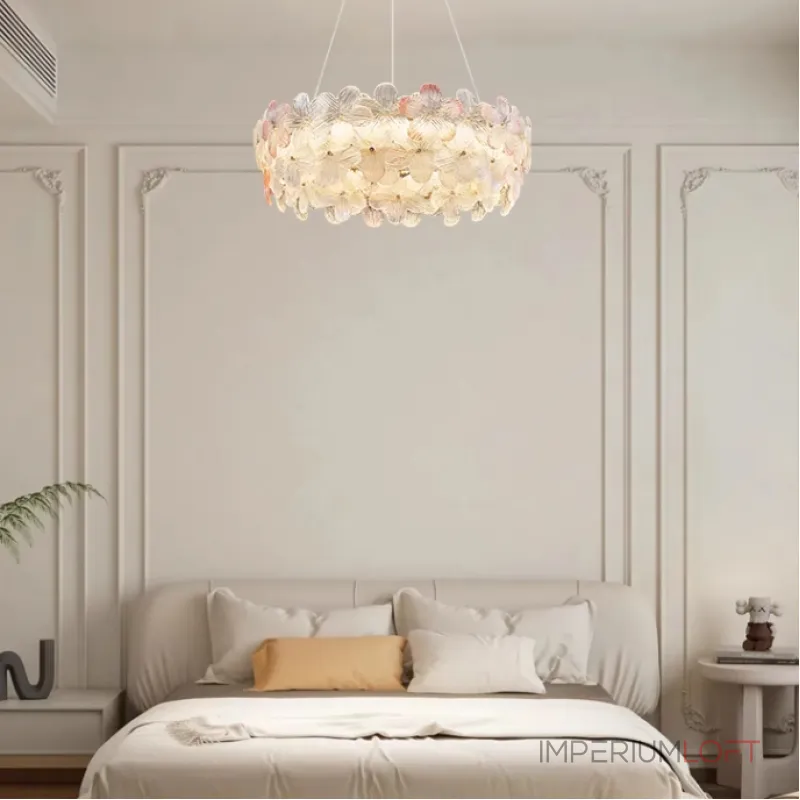 Светодиодная люстра с цветочным декором из прозрачного и окрашенного стекла на кольцевом каркасе TOTTI D85 Green от ImperiumLoft Светодиодная люстра с цветочным декором из прозрачного и окрашенного стекла на кольцевом каркасе TOTTI D85 Green от ImperiumLoft