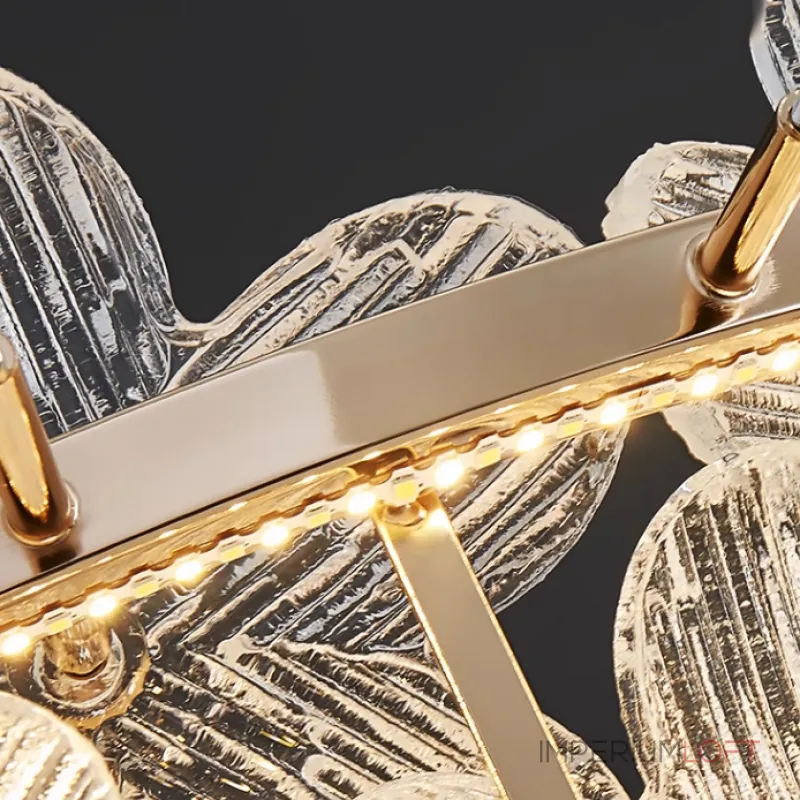 Светодиодная люстра с цветочным декором из прозрачного и окрашенного стекла на кольцевом каркасе TOTTI D85 Green от ImperiumLoft Светодиодная люстра с цветочным декором из прозрачного и окрашенного стекла на кольцевом каркасе TOTTI D85 Green от ImperiumLoft