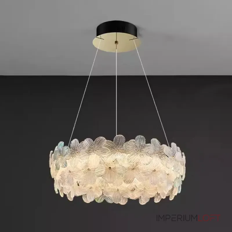 Светодиодная люстра с цветочным декором из прозрачного и окрашенного стекла на кольцевом каркасе TOTTI D45 Green от ImperiumLoft Светодиодная люстра с цветочным декором из прозрачного и окрашенного стекла на кольцевом каркасе TOTTI D45 Green от ImperiumLoft