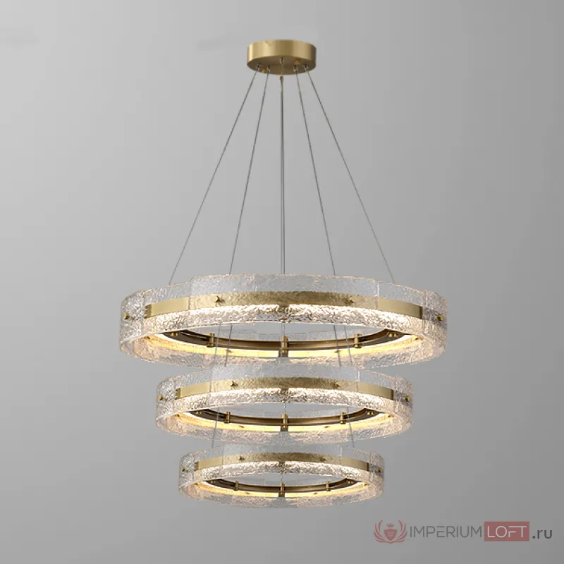 Серия кольцевых светодиодных люстр с составным плафоном из рельефных стеклянных пластин SAMANTHA B А D60+80+100 от ImperiumLoft