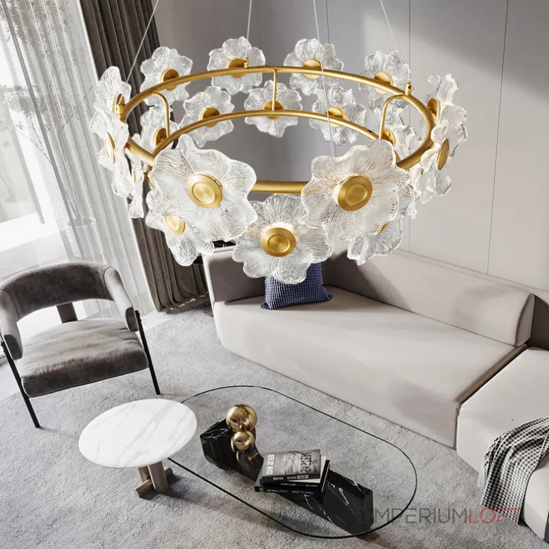 Серия кольцевых светодиодных люстр со стеклянными плафонами в виде цветов GARDEN RING L12 от ImperiumLoft