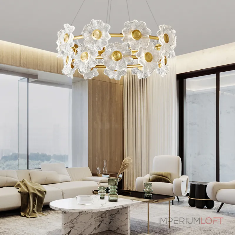 Серия кольцевых светодиодных люстр со стеклянными плафонами в виде цветов GARDEN RING L12 от ImperiumLoft