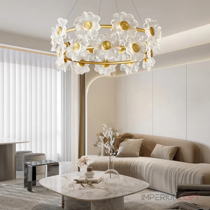 Серия кольцевых светодиодных люстр со стеклянными плафонами в виде цветов GARDEN RING L12 от ImperiumLoft