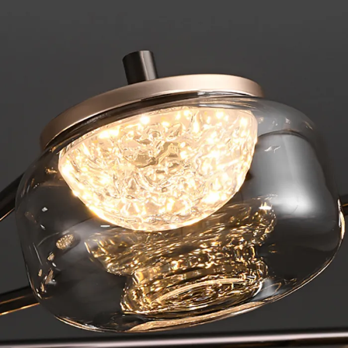 Серия люстр с LED-источниками света в полусферических рассеивателях с эффектом льда внутри стеклянных плафонов MAYER RING D60 от ImperiumLoft