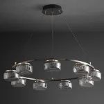 Серия люстр с LED-источниками света в полусферических рассеивателях с эффектом льда внутри стеклянных плафонов MAYER RING D60 от ImperiumLoft