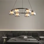 Серия люстр с LED-источниками света в полусферических рассеивателях с эффектом льда внутри стеклянных плафонов MAYER RING D60 от ImperiumLoft