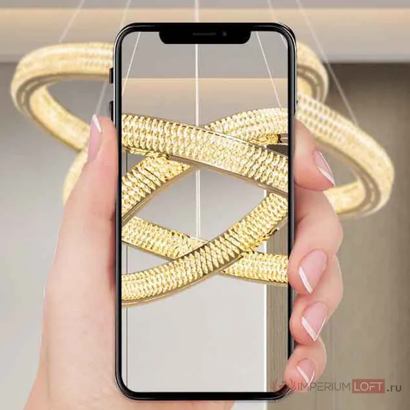 Серия кольцевых светодиодных люстр с декором из ограненных хрустальных камней LENNOX А 2R D62+42 от ImperiumLoft
