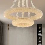 Серия подвесных светодиодных люстр с декором из хрустальных элементов PERSY CH А D100+55 от ImperiumLoft