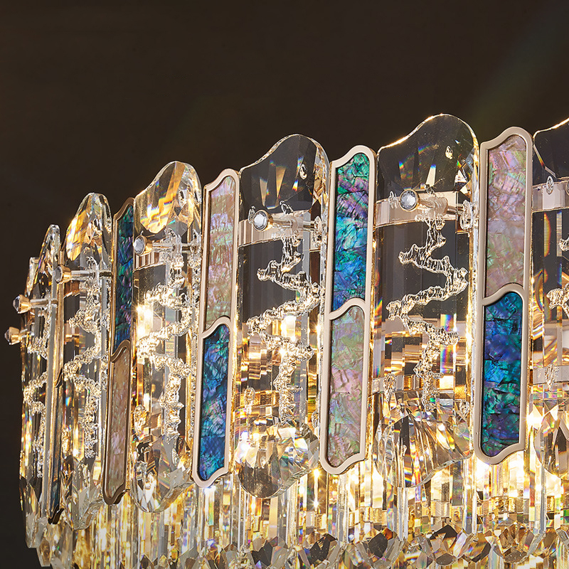 Серия светодиодных люстр с рассеивателями из хрусталя и декоративными вставками из перламутра двух цветов IDERT D80 от ImperiumLoft