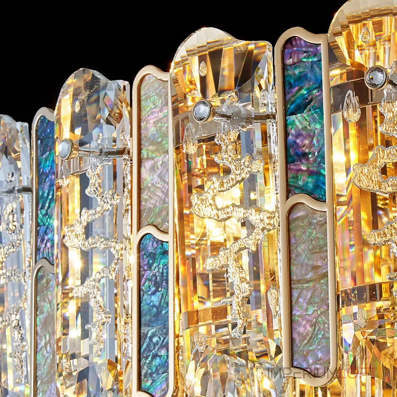 Серия светодиодных люстр с рассеивателями из хрусталя и декоративными вставками из перламутра двух цветов IDERT D80 от ImperiumLoft