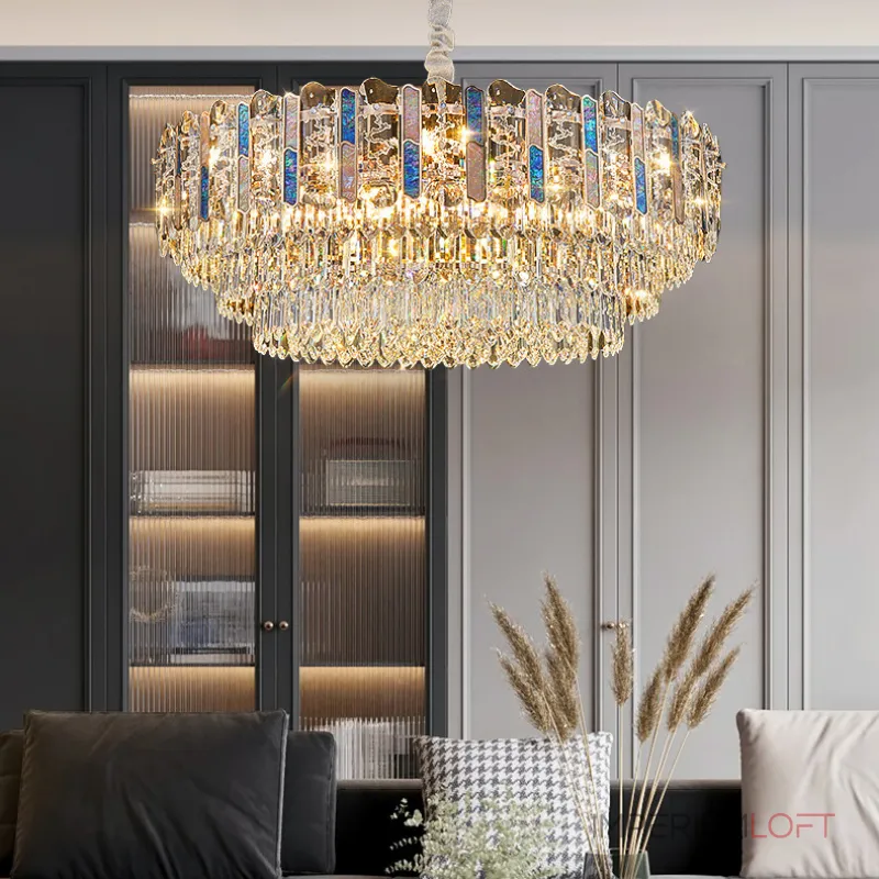 Серия светодиодных люстр с рассеивателями из хрусталя и декоративными вставками из перламутра двух цветов IDERT D80 от ImperiumLoft