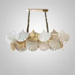 Серия люстр с многоярусным абажуром из подвесок в виде листьев гинкго из матового и прозрачного стекла и из металла LILLEN B от ImperiumLoft