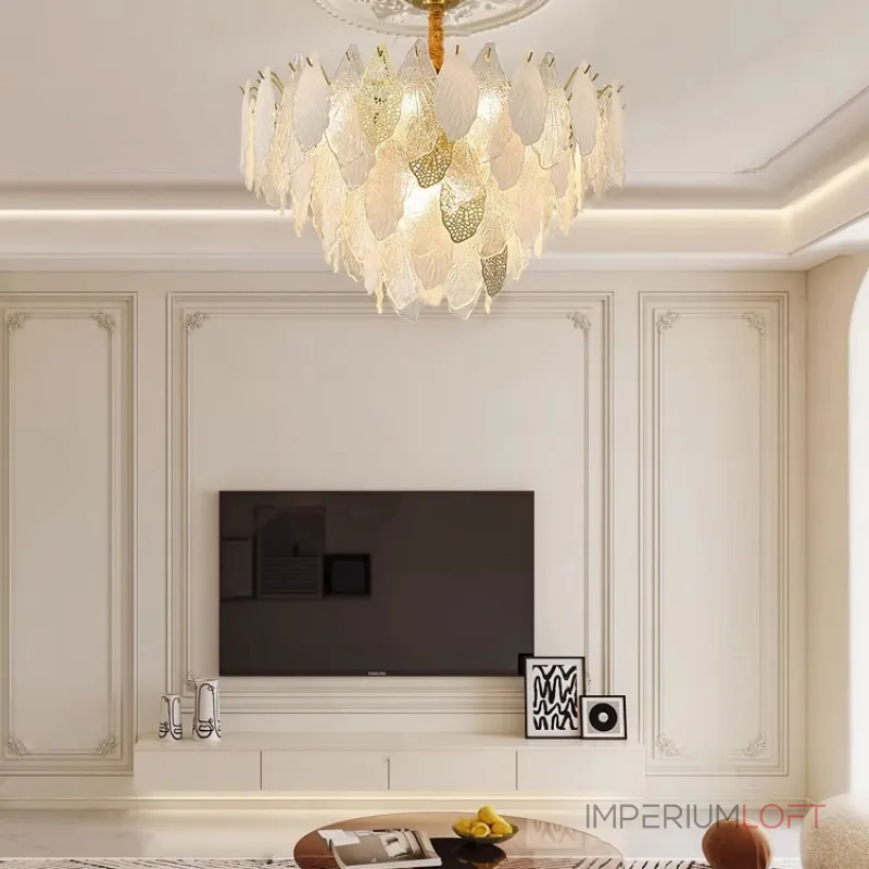 Серия люстр с многоярусным абажуром из подвесок в виде листьев из стекла, металла и керамики OLEANDER от ImperiumLoft Серия люстр с многоярусным абажуром из подвесок в виде листьев из стекла, металла и керамики OLEANDER от ImperiumLoft