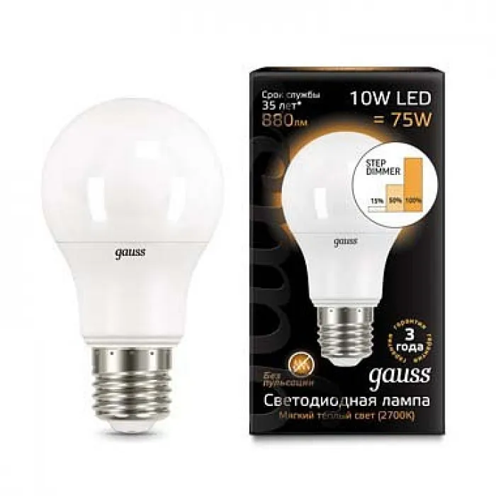 Лампа светодиодная Gauss 1025 E27 10Вт 2700, 4100K 102502110-T от ImperiumLoft