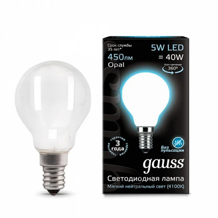 Лампа светодиодная Gauss 1052 E14 5Вт 4100K 105201205 от ImperiumLoft