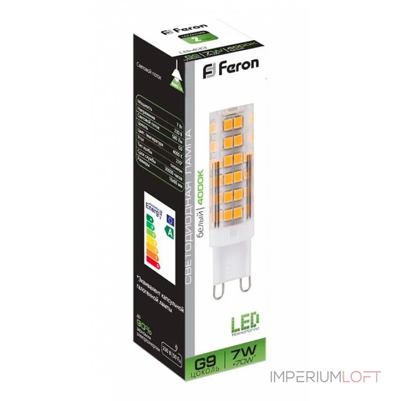 Лампа светодиодная Feron LB-433 G9 7Вт 4000K 25767 от ImperiumLoft