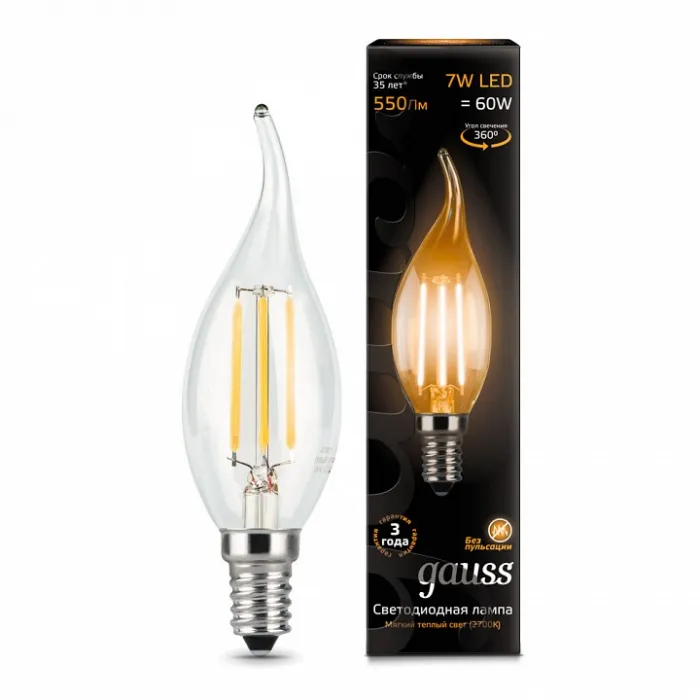 Лампа светодиодная Gauss 1048 E14 7Вт 2700K 104801107 от ImperiumLoft