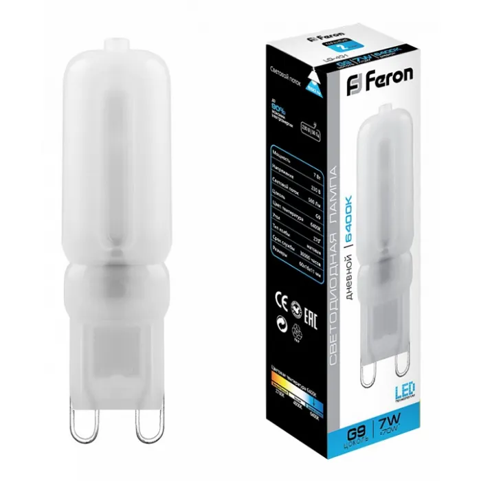 Лампа светодиодная Feron LB-431 G9 7Вт 6400K 25757 от ImperiumLoft