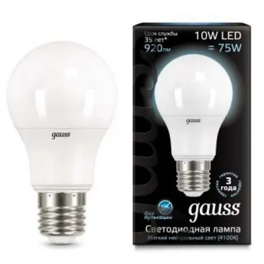 Лампа светодиодная Gauss 1025 E27 10Вт 4100K 102502210 от ImperiumLoft