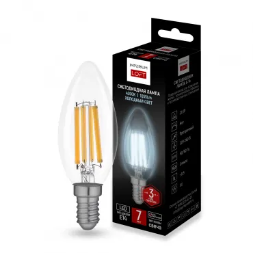 Светодиодная лампа E14 candles мощность 7W 4200K Transparent от ImperiumLoft