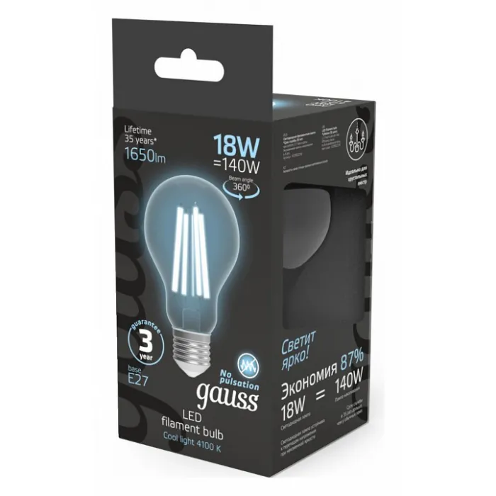 Лампа светодиодная Gauss Filament E27 18Вт 4100K 102902218 от ImperiumLoft