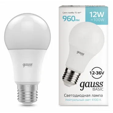 Лампа светодиодная Gauss Basic E27 12Вт 4100K 202402212 от ImperiumLoft