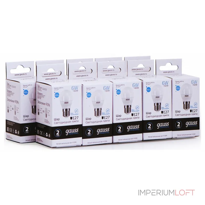 Лампа светодиодная Gauss 532 E27 6Вт 4100K 53226 от ImperiumLoft Лампа светодиодная Gauss 532 E27 6Вт 4100K 53226 от ImperiumLoft