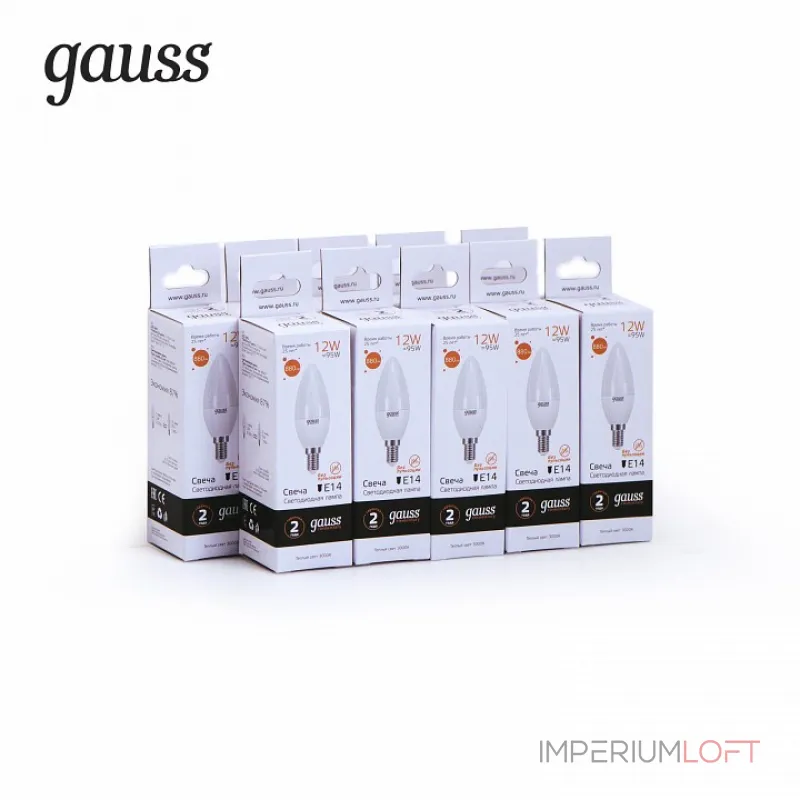 Лампа светодиодная Gauss Led Elementary E14 12Вт 3000K 33112 Цвет арматуры белый Цвет плафонов белый