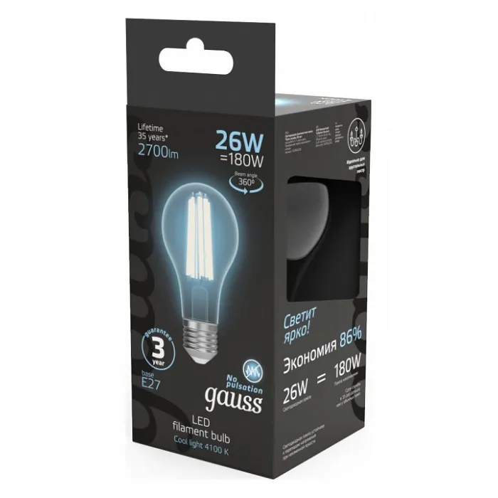 Лампа светодиодная Gauss Filament E27 26Вт 4100K 102902226 от ImperiumLoft