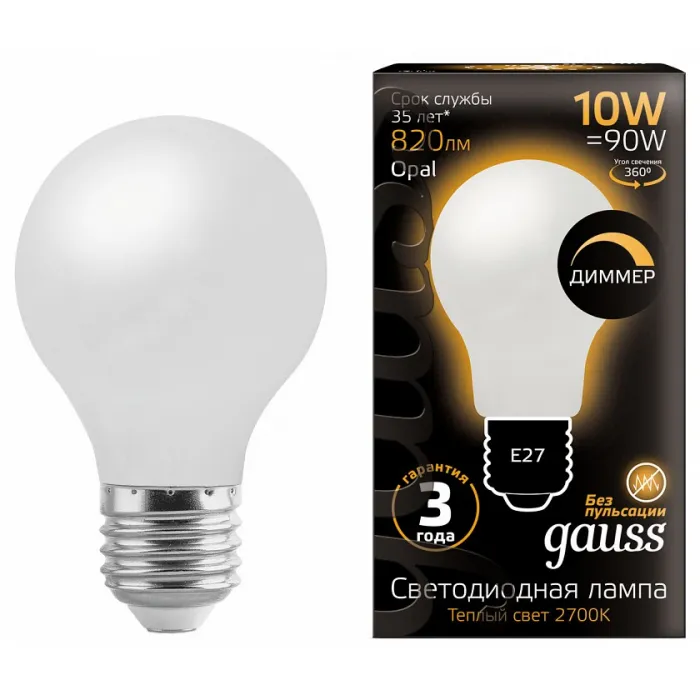 Лампа светодиодная Gauss 1022 E27 10Вт 2700K 102202110-D от ImperiumLoft