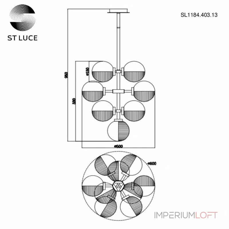 Люстра на штанге ST-Luce Todo SL1184.403.13 Люстра на штанге ST-Luce Todo SL1184.403.13