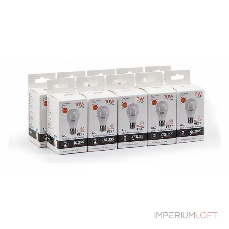 Лампа светодиодная Gauss E27 10Вт 3000K 23210 от ImperiumLoft