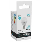 Лампа светодиодная Gauss LED Elementary Globe E14 8Вт 4100K 53128 Цвет арматуры хром Цвет плафонов белый