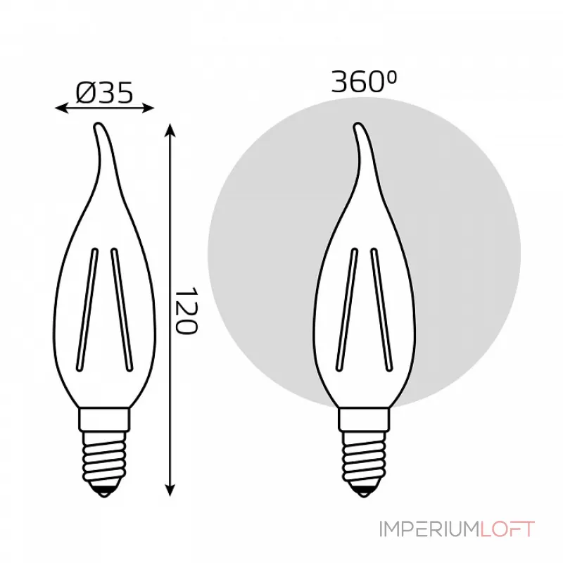 Лампа светодиодная Gauss Filament E14 13Вт 4100K 104801213
