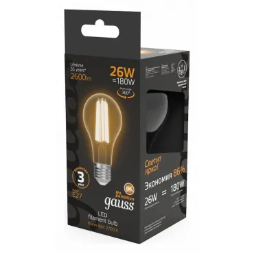 Лампа светодиодная Gauss Filament E27 26Вт 2700K 102902126 от ImperiumLoft