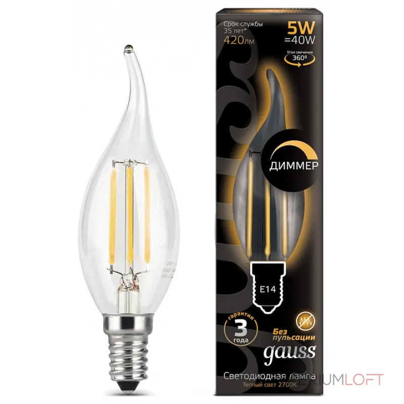 Лампа светодиодная Gauss 1048 E14 5Вт 2700K 104801105-D
