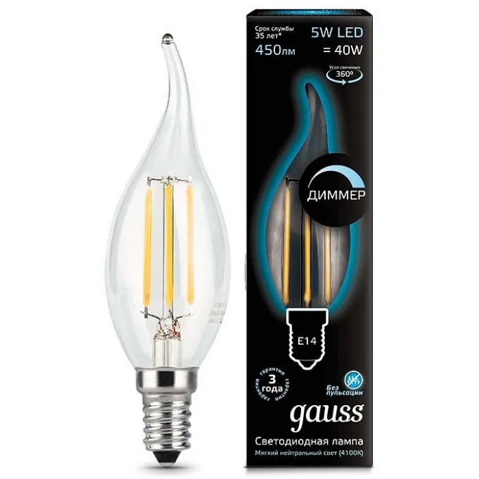Лампа светодиодная Gauss 1048 E14 5Вт 4100K 104801205-D от ImperiumLoft
