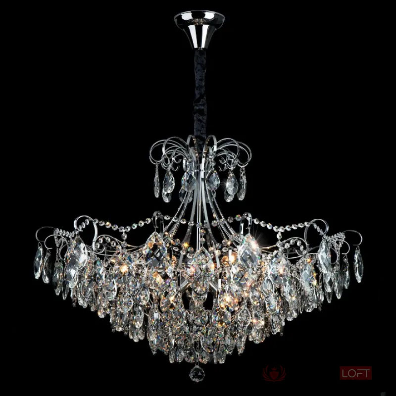 Подвесная люстра Eurosvet Crystal 10080/12 хром/прозрачный хрусталь Strotskis от ImperiumLoft