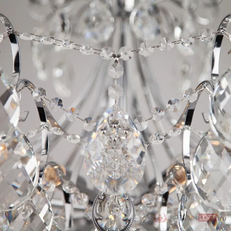 Подвесная люстра Eurosvet Crystal 10080/12 хром/прозрачный хрусталь Strotskis от ImperiumLoft