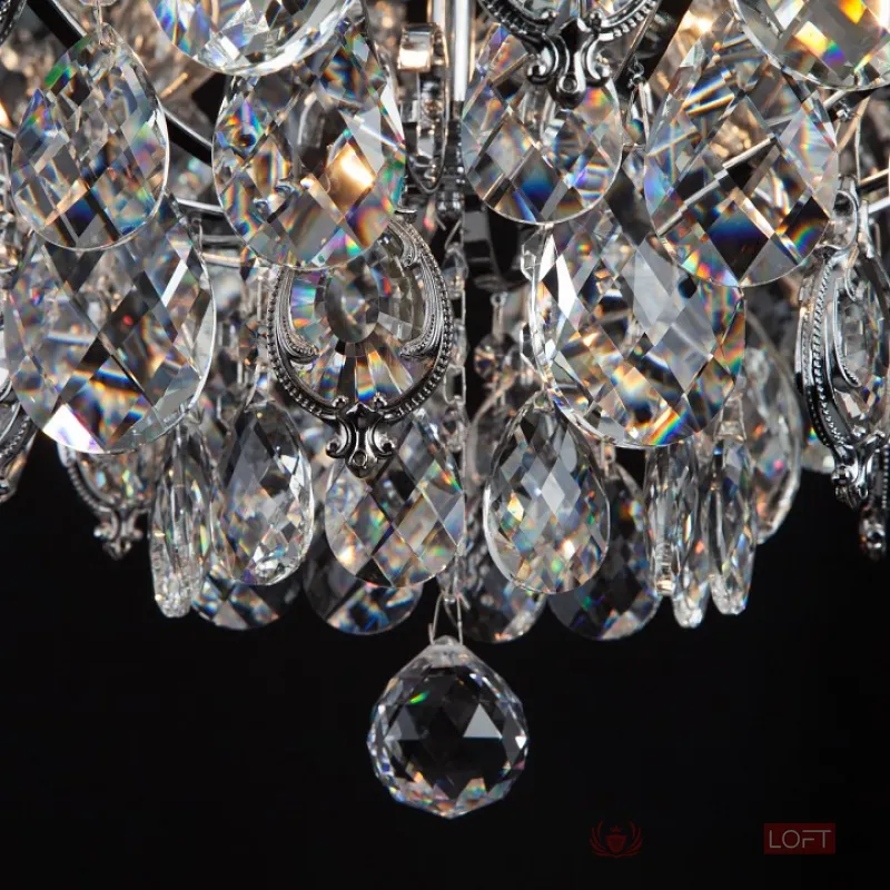 Подвесная люстра Eurosvet Crystal 10080/12 хром/прозрачный хрусталь Strotskis от ImperiumLoft