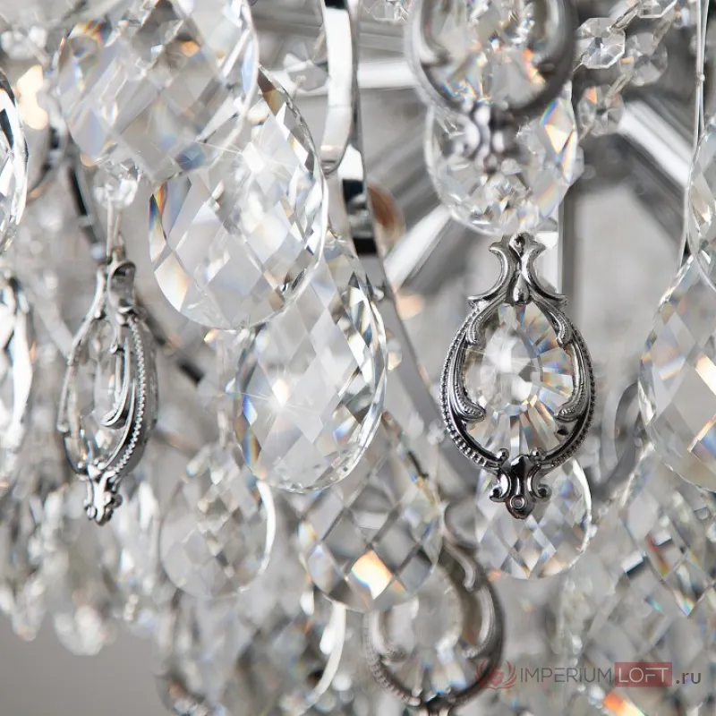 Подвесная люстра Eurosvet Crystal 10080/12 хром/прозрачный хрусталь Strotskis от ImperiumLoft