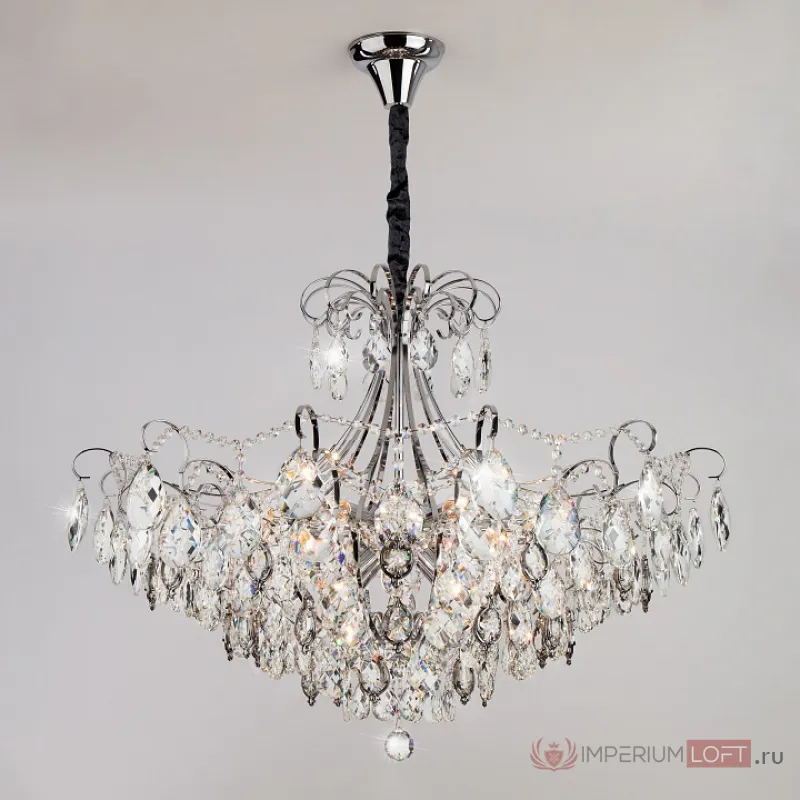 Подвесная люстра Eurosvet Crystal 10080/12 хром/прозрачный хрусталь Strotskis от ImperiumLoft