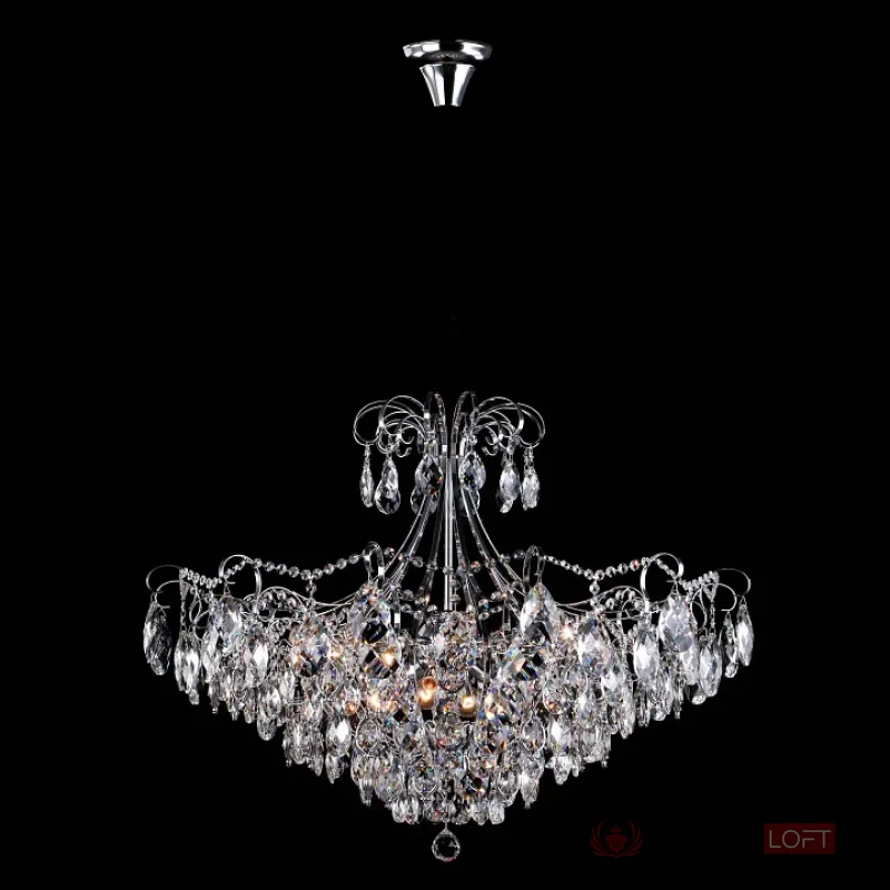Подвесная люстра Eurosvet Crystal 10080/12 хром/прозрачный хрусталь Strotskis от ImperiumLoft