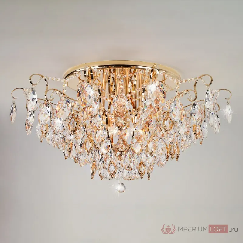 Потолочная люстра Eurosvet Crystal 10081/12 золото/прозрачный хрусталь Strotskis от ImperiumLoft