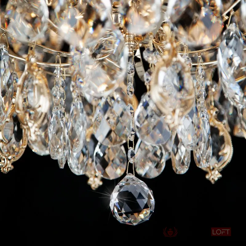 Потолочная люстра Eurosvet Crystal 10081/12 золото/прозрачный хрусталь Strotskis от ImperiumLoft